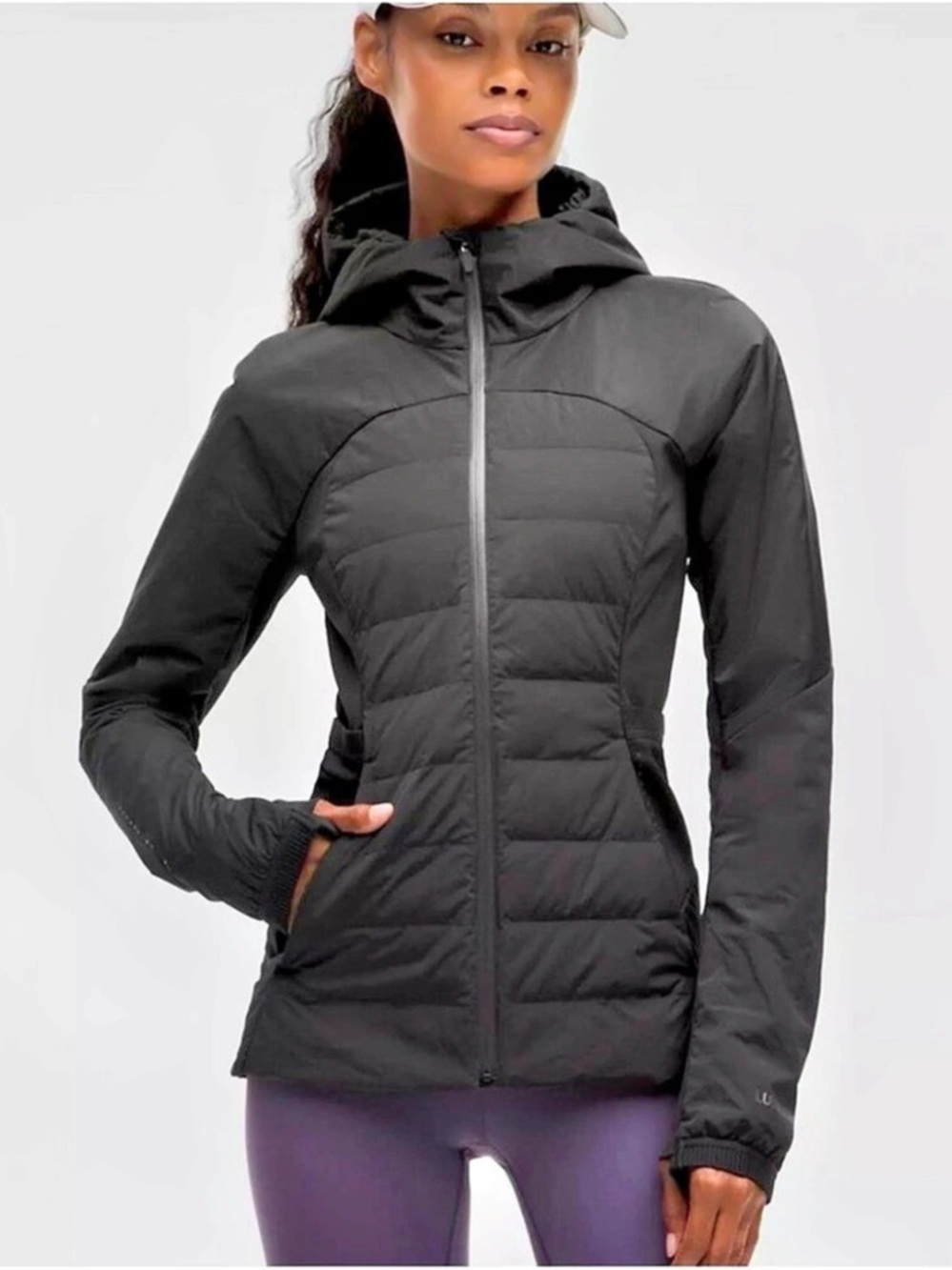 Lululemon Down for It All Jacket Black Size 6 High Collar Detachable Hood